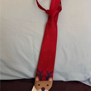 Gymboree Red Tie with Reindeer Design